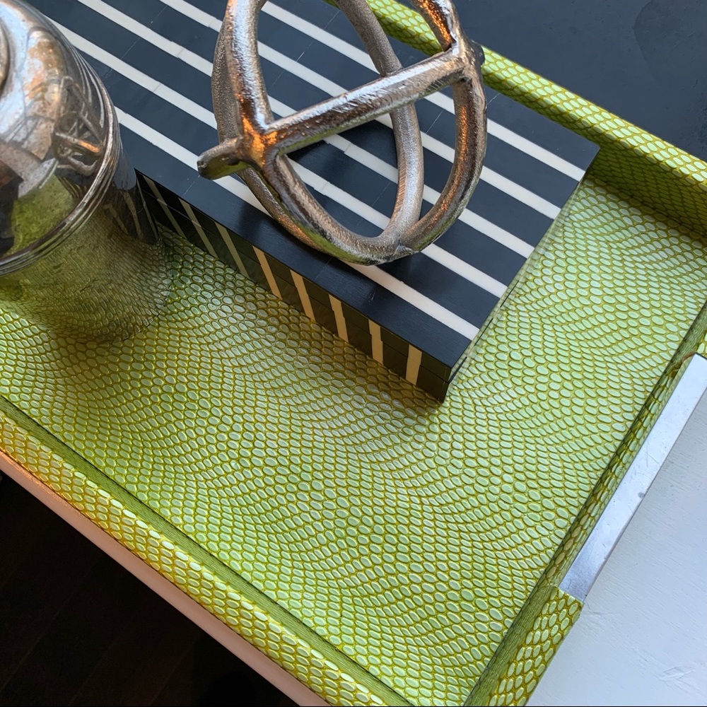 Croc-Embossed Tray, 17x10, Vibrant Green